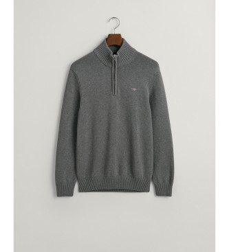 Gant Jersey de algodón con media cremallera Casual gris oscuro