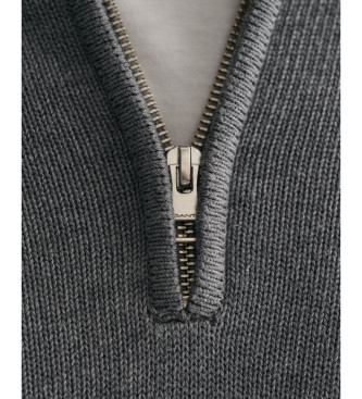 Gant Jersey de algodón con media cremallera Casual gris oscuro