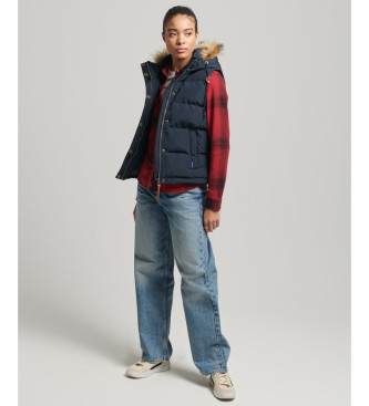 Superdry Gilet en fourrure synthétique Everest bleu marine