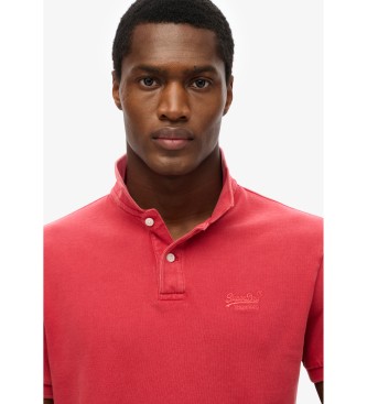 Superdry Rotes Vintage-Polohemd im Destroy-Look