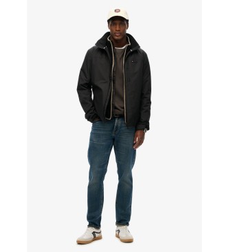 Superdry Czarna kurtka wiatrówka bez kaptura z logo