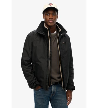 Superdry Czarna kurtka wiatrówka bez kaptura z logo