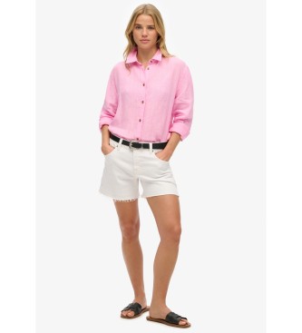 Superdry Casual pink linen shirt with a boyfriend cut