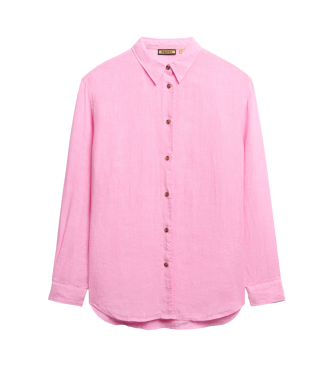 Superdry Casual pink linen shirt with a boyfriend cut