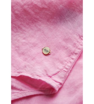 Superdry Casual pink linen shirt with a boyfriend cut