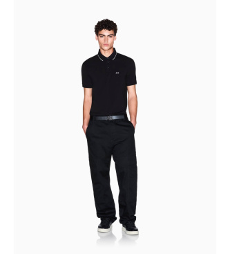 A|X Armani Exchange Schwarzes, tailliertes Polohemd