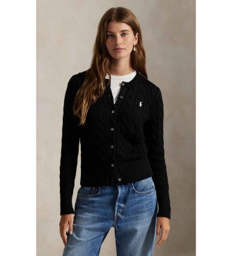 Polo Ralph Lauren Cardigan en coton à mailles en huit, noir