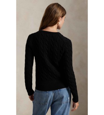 Polo Ralph Lauren Cardigan en coton à mailles en huit, noir