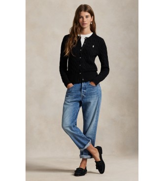 Polo Ralph Lauren Cardigan en coton à mailles en huit, noir