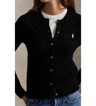 Polo Ralph Lauren Cardigan en coton à mailles en huit, noir