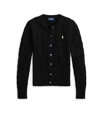 Polo Ralph Lauren Cardigan en coton à mailles en huit, noir