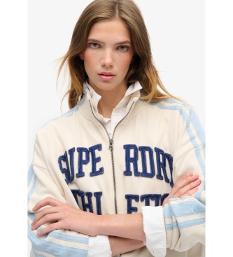 Superdry Felpa Athletic Applq Loose Zip Track, beige