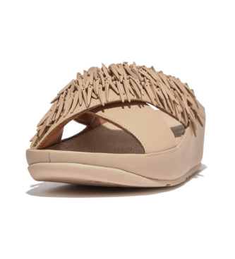 Fitflop Sandalias de piel Rumba Beaded Cross slides beige
