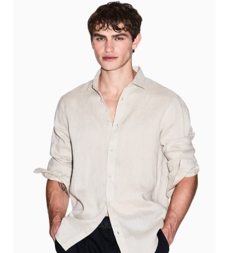 A|X Armani Exchange Camicia aderente in lino beige