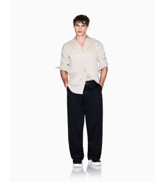 A|X Armani Exchange Camicia aderente in lino beige