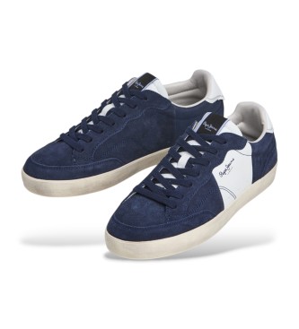 Pepe Jeans Lane Road navy leather trainers