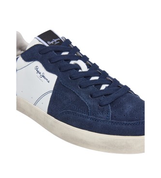 Pepe Jeans Lane Road navy leather trainers
