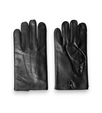 Hackett London Black Class leather gloves