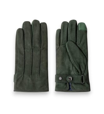 Hackett London Guantes de piel Commuter Nubuck Touch verde