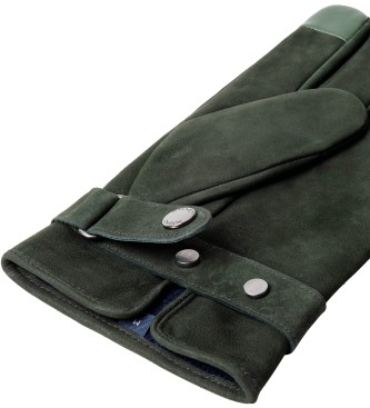 Hackett London Guantes de piel Commuter Nubuck Touch verde