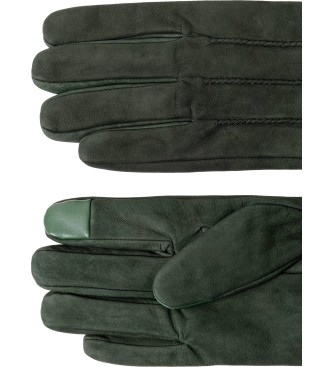 Hackett London Guantes de piel Commuter Nubuck Touch verde