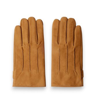 Hackett London Guantes de piel Commuter Nubuck Touch marrón