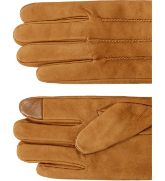 Hackett London Guantes de piel Commuter Nubuck Touch marrón