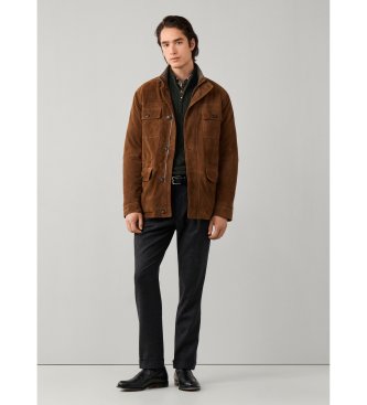 Hackett London Lis brun læderjakke