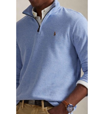 Polo Ralph Lauren Blauer ?Estate-Rib?-Pullover mit kurzem Reißverschluss