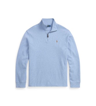 Polo Ralph Lauren Blauer ?Estate-Rib?-Pullover mit kurzem Reißverschluss