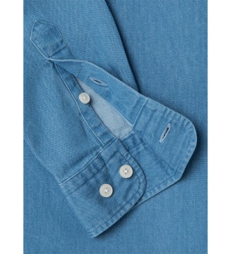 Hackett London Chemise en denim bleu