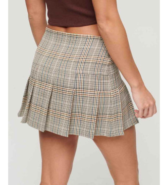 Superdry Brun vintage-plisserad minikjol i tweed
