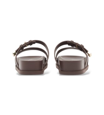 A|X Armani Exchange Brązowe sandały typu sabot