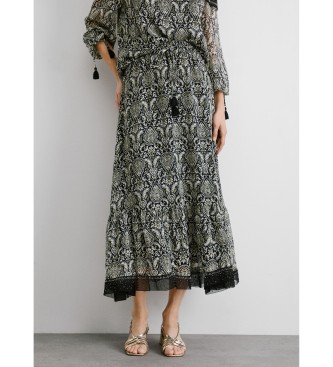 Pepe Jeans Midi-Rock aus schwarzem Chiffon von Earn
