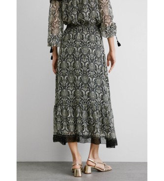 Pepe Jeans Midi-Rock aus schwarzem Chiffon von Earn