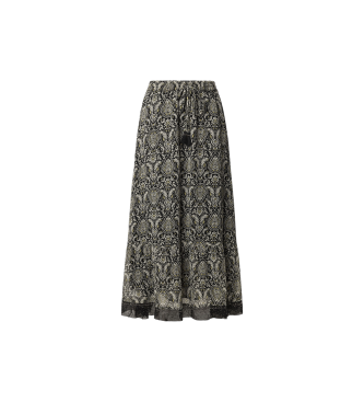 Pepe Jeans Midi-Rock aus schwarzem Chiffon von Earn
