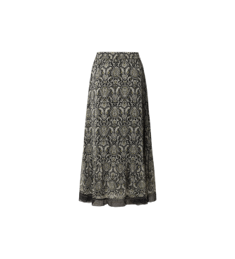 Pepe Jeans Midi-Rock aus schwarzem Chiffon von Earn
