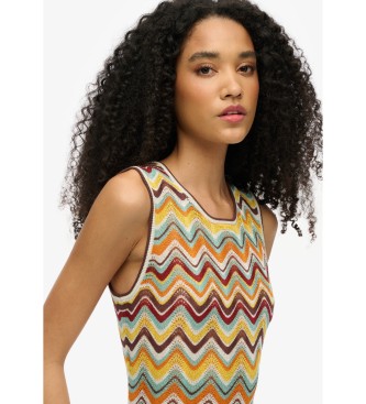 Superdry Večbarvna pletena midi obleka z cikcakastim vzorcem