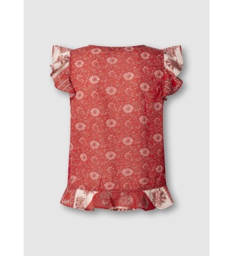 Pepe Jeans Czerwony top z kryształu