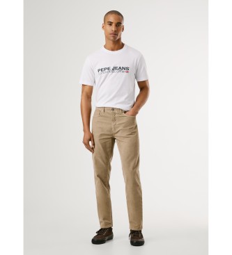 Pepe Jeans Spodnie slim fit z 5 kieszeniami, z brązowego sztruksu