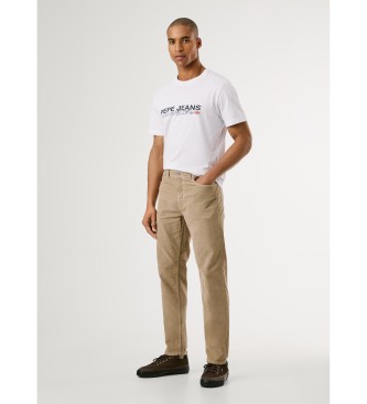 Pepe Jeans Spodnie slim fit z 5 kieszeniami, z brązowego sztruksu