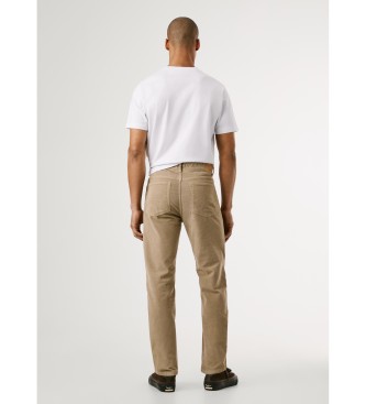 Pepe Jeans Spodnie slim fit z 5 kieszeniami, z brązowego sztruksu