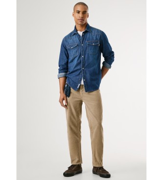 Pepe Jeans Spodnie slim fit z 5 kieszeniami, z brązowego sztruksu