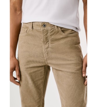 Pepe Jeans Spodnie slim fit z 5 kieszeniami, z brązowego sztruksu