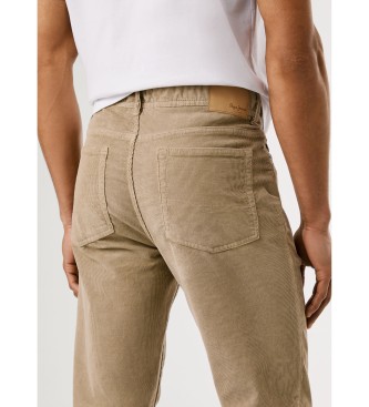 Pepe Jeans Spodnie slim fit z 5 kieszeniami, z brązowego sztruksu