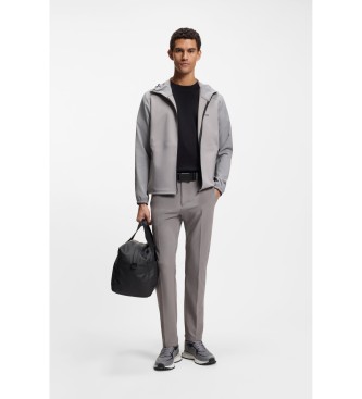 BOSS Pantaloni grigi a vestibilità slim in tessuto elasticizzato