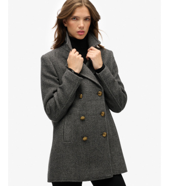 Superdry Chaquetón Double Breasted gris marengo