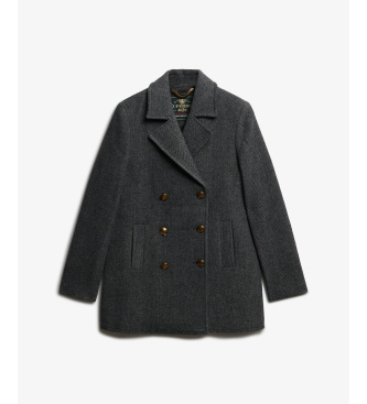 Superdry Chaquetón Double Breasted gris marengo
