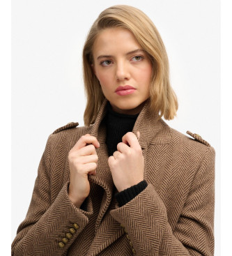 Superdry Abrigo Double Breasted Woolblend marrón