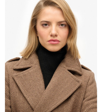 Superdry Abrigo Double Breasted Woolblend marrón